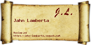Jahn Lamberta névjegykártya